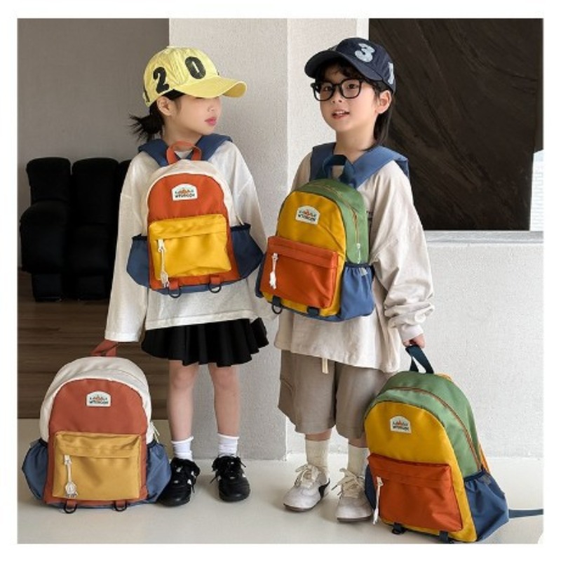 New Color Blocked Children's B - Canvas Backpack Casual ulasan dan harga